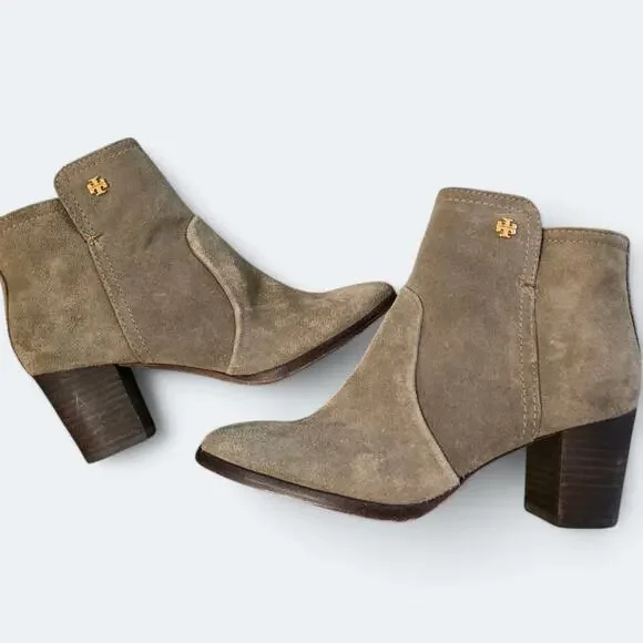 Tory Burch Ankle Boots Green Suede Size 6 - Picture 3 of 5